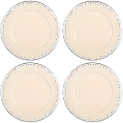 Produktbild von com-four® 4x Platzteller Vintage cremeweiß mit Motivrand - Wiederverwendbare Unterteller - Tischdekoration für Hochzeit und andere Anlässe - Ø 33 cm