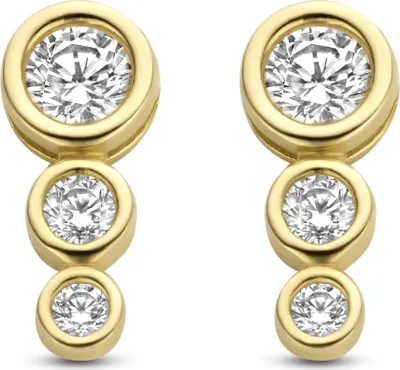 Produktbild von Neue Bling 9NBG-0271 Gold-Ohrstecker - Frauen - 3 Zirkonia-Steine - 9,6 x 4,0 mm - 14 Karat - Gold