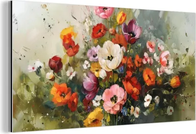 Produktbild von MuchoWow Wanddekoration Metall Metallbild Wandkunst 40x20 cm Heiteres Bouquet - Dynamisch - Dezente Farbtupfer MuchoWow Aluminium Gemälde - Bild - Aluminium