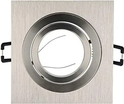 Obrázok produktu pre Zapustené bodové svietidlo GU10 Ø75-85 mm s otvorom na vŕtanie hliník vrátane pätice GU5.3 pre LED žiarovky 50 mm LED žiarovky strieborné kartáčované hranaté