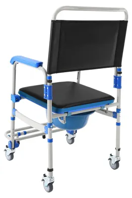 Produktbild von Toilettenstuhl, Rollstuhlmobilität, Sicherheitsmerkmale, BlauSchwarzGrau