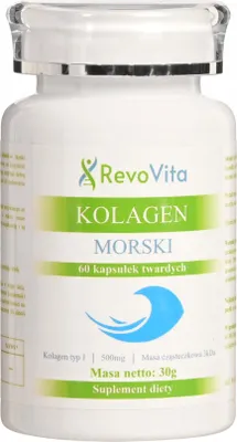Zdjęcie produktu dla Kolagen Morski Hydrolizowany 500mg 60 kaps. Jędrna Skóra Mocne Stawy Kości