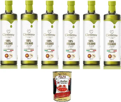 Produktbild von Clemente – natives Olivenöl extra I.G.P. Puglia 6x 750ml+ Italian Gourmet polpa 400g
