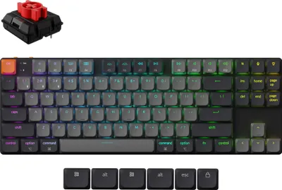 Produktbild von Keychron K1, Verkabelt & Kabellos, USB + Bluetooth, Mechanischer Switch, QWERTY, RGB-LED, Grau