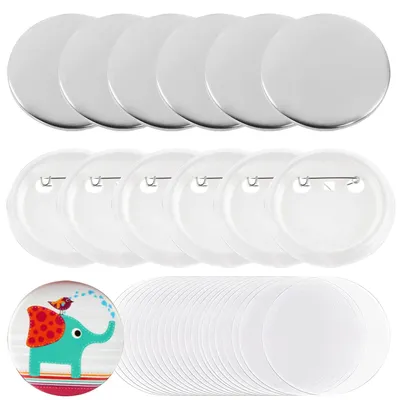 58 mm Button-Teile, 98 Stück, Metall, Kunststoff, DIY