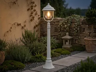 Produktbild von LED Wegeleuchte im Landhausstil 118cm, Pollerleuchte zur Gartenbeleuchtung, Weiß