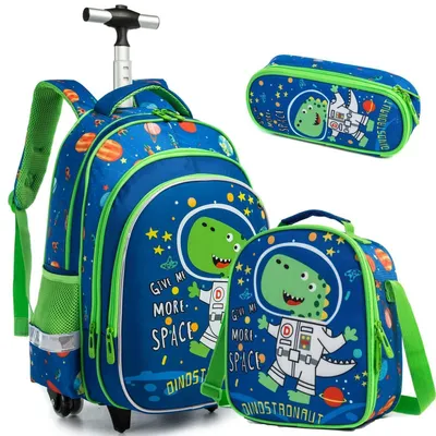 Produktbild von Schulranzen Kinder Rollrucksack 3-teiliges Set Grün 16 Zoll