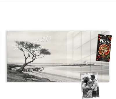 Produktbild von Magnettafel 100x50cm Pinnwand Whiteboard beschreibbar - Einsamer Baum am Meer