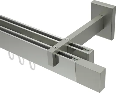 Produktbild von Interdeco Innenlaufstange / Gardinenstange mit Innenlauf Edelstahl-Optik, Typ Smartline Lox (Quader), 14x35 mm 2-läufig, 200 cm