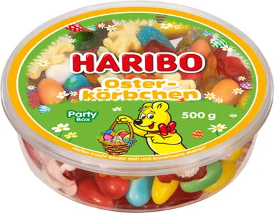 Produktbild von Haribo Osterkörbchen Ostermischung aus Fruchtgummi Party Box 500g