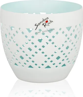 Produktbild von Teelicht Windlicht Orient Porzellan matt 8cm blau