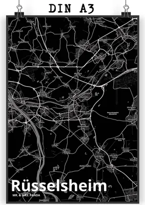Produktbild von Mr. & Mrs. Panda Bild Rüsselsheim DIN A3 - Geschenk, Wandbild, Stadt, Plakat, wanddeko, Dorf Karte Landkarte Map Stadtplan, drucke, Kunstdruck
