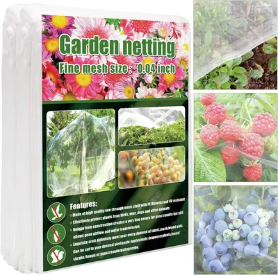 Produktbild von Gartennetz, feine Maschen (3 m x 10 m), Insektenschutz für den Garten, Gartennetz, Obstbaumnetz, Pflanzenabdeckung für Gemüse, Blaubeersträucher