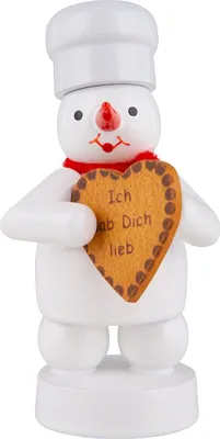 Immagine prodotto di Decorazione invernale pupazzo di neve con cuore di pan di zenzero Altezza 8 cm NUOVO