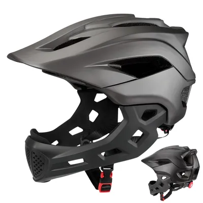 Produktbild von Full Face BMX MTB Kinderfahrradhelm abnehmbar M Titanium