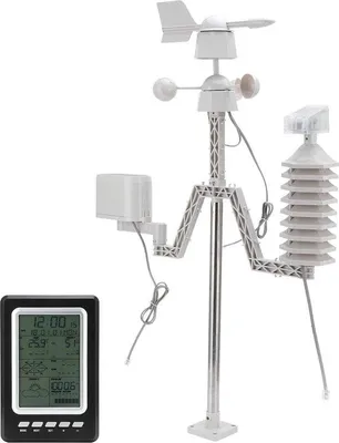 Obrázok produktu pre Meteorologická stanica – „Presná predpoveď počasia: bezdrôtové monitorovanie počasia s podsvieteným LCD displejom a anemometrom na presné meranie zrážok, smeru vetra a atmosférického tlaku.“