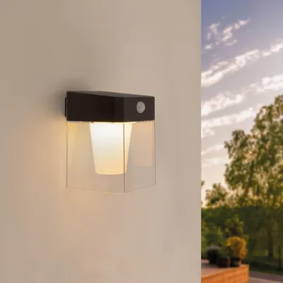 Image de Ledvion applique solaire LED Schwarz, Quadratisch avec détecteur noir