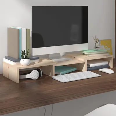 Produktbild von Best Möbel Monitorständer 60x24x10,5 cm Massivholz Kiefer - TV-Schränke Cloris Neu1383685 1parcel