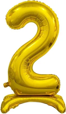 Produktbild von Folienballon B&C Stehende Zahl 2 Gold 74cm (Party - Ballons)