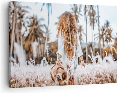 Produktbild von Bild auf Leinwand - Leinwandbild - Einteilig - Wiese Frau Gras - 70x50cm - Wand Bild - Wanddeko - Wandbilder - Leinwanddruck - Bilder - Wanddekoration - Leinwand bilder - Wandbild - AA70x50-5115