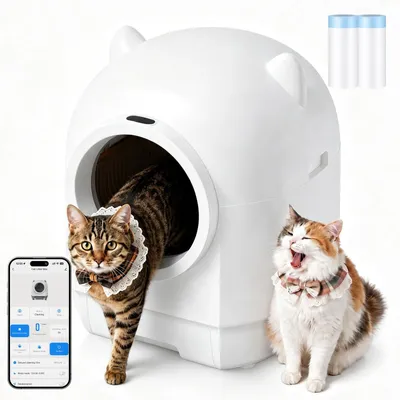 Image de Litière automatique pour chat, électrique, de 90 litres, autonettoyante