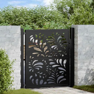 Produktbild von Möbel Gartentor Schwarz 105x106 cm Stahl Wellen-Design - Gartentore 4100969