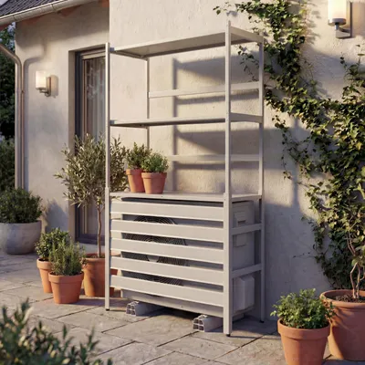 Produktbild von Aluminium Verkleidung für Klimaanlage/Wärmetauscher HWC-P95, Abdeckung Schutzgitter Regal 163x90x38cm grau-weiß