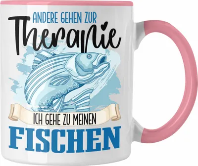 Produktbild von Trendation - Angler Tasse Geschenk für Fisch Besitzer Therapie Lustiger Spruch Geschenkidee (Rosa)