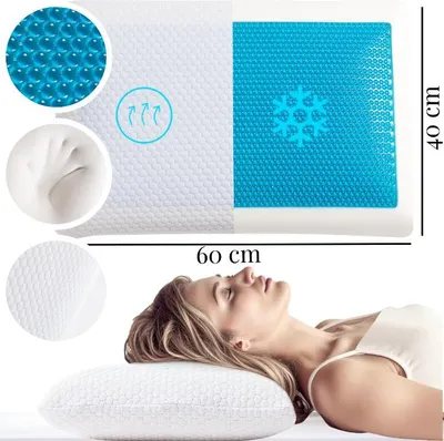A collage showing different aspects of a pillow, including close-ups of its texture and a woman sleeping on it.
