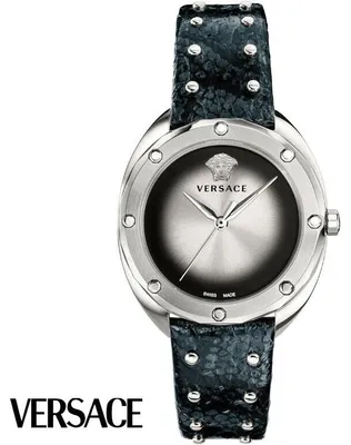 Produktbild von Versace VEBM00118 Shadov silber schwarz Leder Armband Uhr Damen NEU