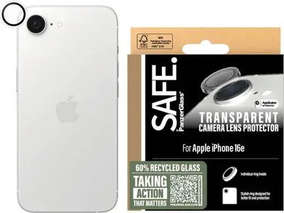 Image de PanzerGlass SAFE. by ® Protection pour appareil photo Transparent iPhone 16e, Apple, Apple - iPhone 16e, Application sèche, Résistant aux rayures, Résistant aux chocs, Transparent, 1 pièce(s)