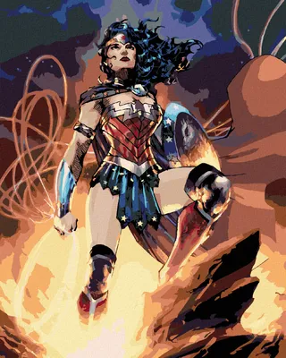 Produktbild von Zuty - Malen nach Zahlen - WONDER WOMAN AUF DEM FELSEN, 40x50 cm, mit Keilrahmen (bereits gespannt)