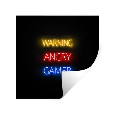 Produktbild von MuchoWow® Wandtattoo Wandsticker Wandaufkleber Gaming - Zitate - Warnung wütender Gamer - Neon 50x50 cm Selbstklebend und Repositionierbar - Selbstklebend - Fototapeten