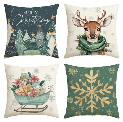 Kissenbezug-Set Weihnachten 4er-Pack 45x45 cm