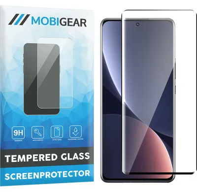 Produktbild von Mobigear Premium Displayschutzfolie für Xiaomi 12 Pro, gehärtetes Glas, Displayschutz – kompatibel mit Hüllen – Schwarz