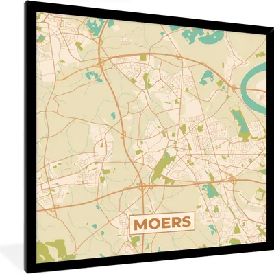 Produktbild von MuchoWow® Gerahmtes Poster Stadtplan - Moers - Karte - Vintage 40x40 cm - Poster mit Schwarzem Bilderrahmen Wandposter Rahmen Foto Bilder - Mit Rahmen - Wanddekoration Schlafzimmer