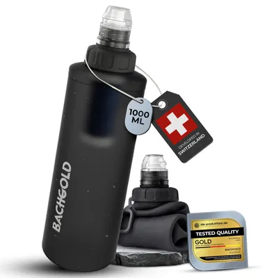 Obrázek produktu pro Skládací filtrační láhev na vodu - 1000 ml - Šedá - Filtr proti virům - Na cesty a turistiku