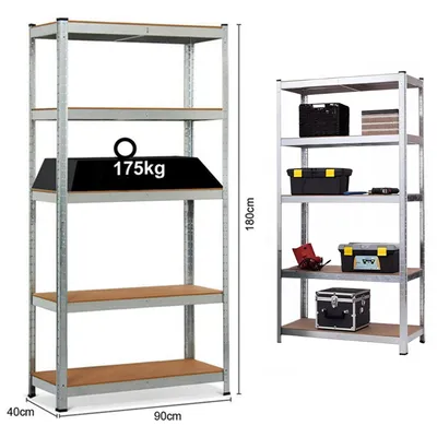 Zdjęcie produktu dla Regał do dużych obciążeń VIKING 180 x 90 x 40 cm, 875 kg (5 półek), regał magazynowy, regał warsztatowy, regał metalowy, ocynkowany, MDF