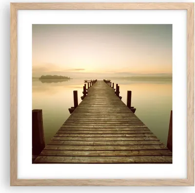 Produktbild von Gerahmtes Poster - Rahmen in heller Eiche - Brücke See - 40x40 cm - Wand Bild - Wanddeko - Wandbilder - Kunstposter - Wandposter - Bilderrahmen - Bilder - Kunstdruck - Wandbild - P2NAC40x40-3625