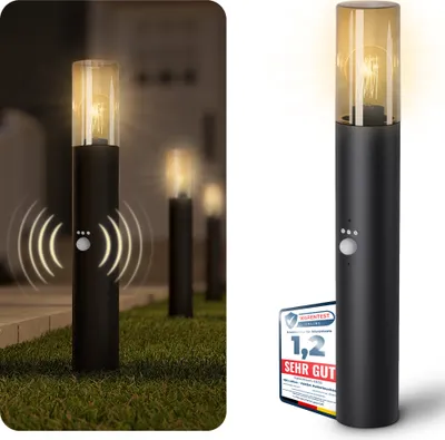 Produktbild von SSC-LUXon VARDA Garten Standleuchte mit Bewegungsmelder & Dämmerungssensor - Pollerleuchte IP44 inkl. LED Leuchtmittel E27 warmweiß