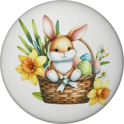 Produktbild von Osterhase im Osternest Magnet rund