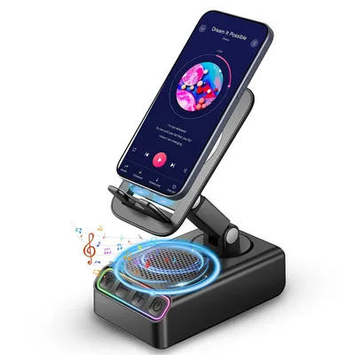 Produktbild von Handyständer Bluetooth Lautsprecher – Handyhalter mit automatischer Erkennung, Ladefunktion & kabellosem Speaker