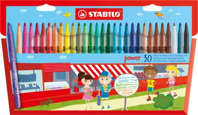 Immagine prodotto di Penna a punta di feltro - STABILO power - confezione da 30 - con 30 colori diversi