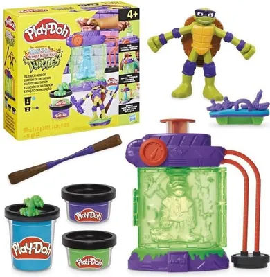 Produktbild von Play-Doh Teenage Mutant Ninja Turtles Mutationsstation, Knete Set, 10 cm Donnie Figur, Bastelset ab 4 Jahren