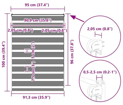 Produktbild von vidaXL Doppelrollo Weiß 95x100 cm Stoffbreite 90,9 cm Polyester