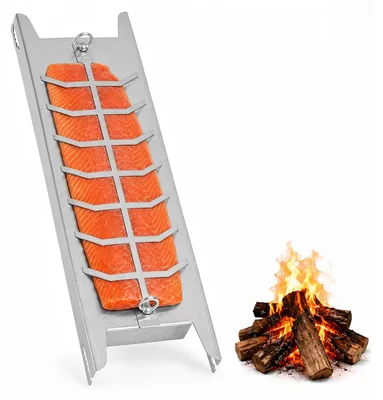 Produktbild von Vigevee Räucherbrett Flammlachsbrett mit Edelstahlhalter für Grill und Feuerschale,1 Stück