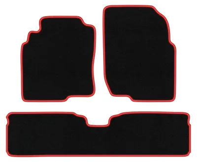 Zdjęcie produktu dla Dywaniki samochodowe welurowe CARLUX-RED do: Nissan Almera Tino (2000-2006, minivan) czarne z czerwonym obszyciem, z mocowaniami