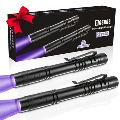Immagine prodotto di 2 torce UV a luce nera, 2 mini torce a penna da 395 nm con clip