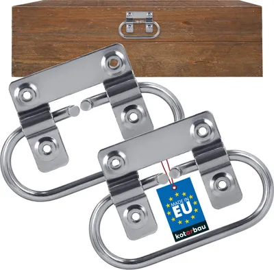 Immagine prodotto di KOTARBAU® 2 pezzi Maniglia pieghevole Maniglia per il trasporto Maniglia per casse 13 cm in acciaio zincato Raccordi per casse Maniglie per casse Maniglia per mobili pieghevole Maniglie per armadi Maniglie in metallo Da avvitare Maniglia per cassettiere