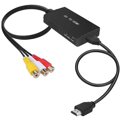 Produktbild von AV-zu-HDMI-Adapter, AV-Composite-CVBS-Video-Audio-Konverter-Adapter, unterstützt 1080P, für PS2/PS3/STB/Xbox VHS/VCR/Blu-ray-DVD-Player